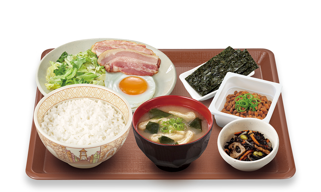 納豆<br>ベーコンエッグ朝食