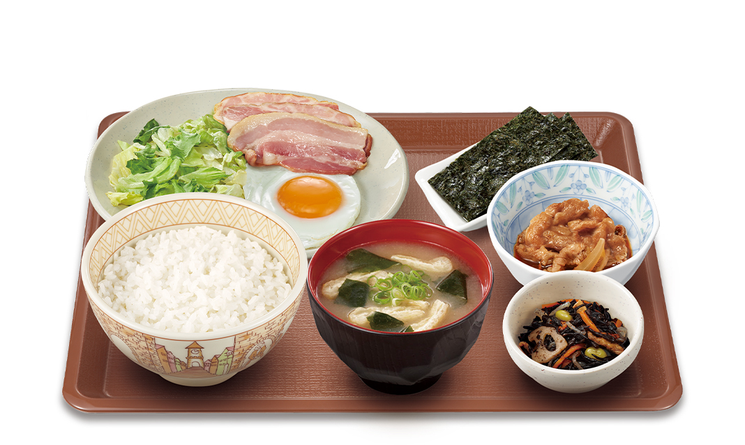 牛小鉢<br>ベーコンエッグ朝食